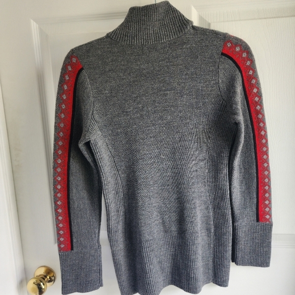 Eddie Bauer Half Zip sweater with Fairisle accents. 100% Merino Wool Size PS - Picture 2 of 6